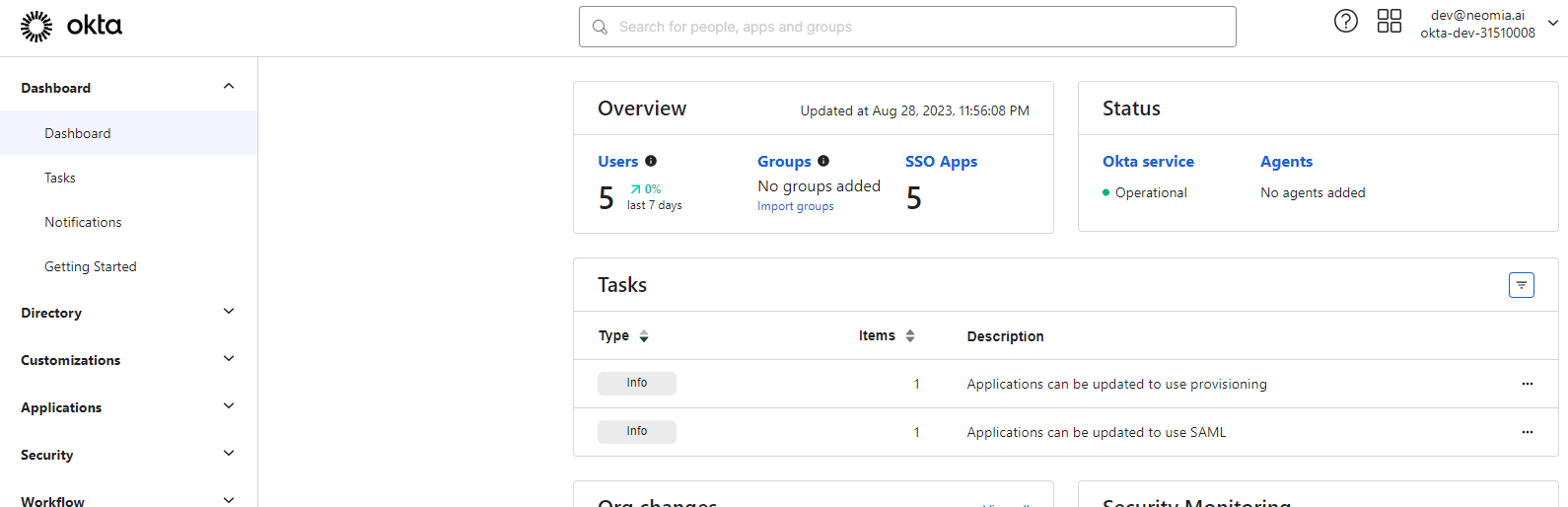 Okta Admin Page