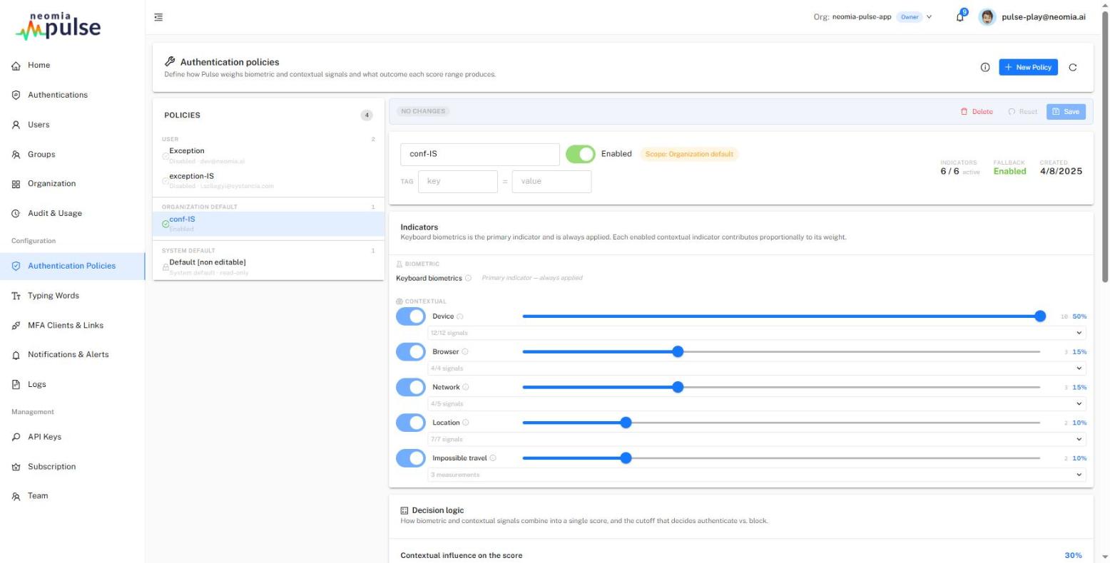 Authentication policy editor