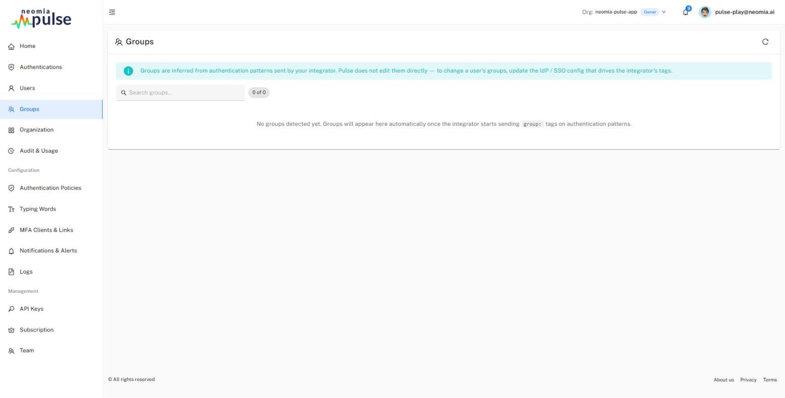 Groups page