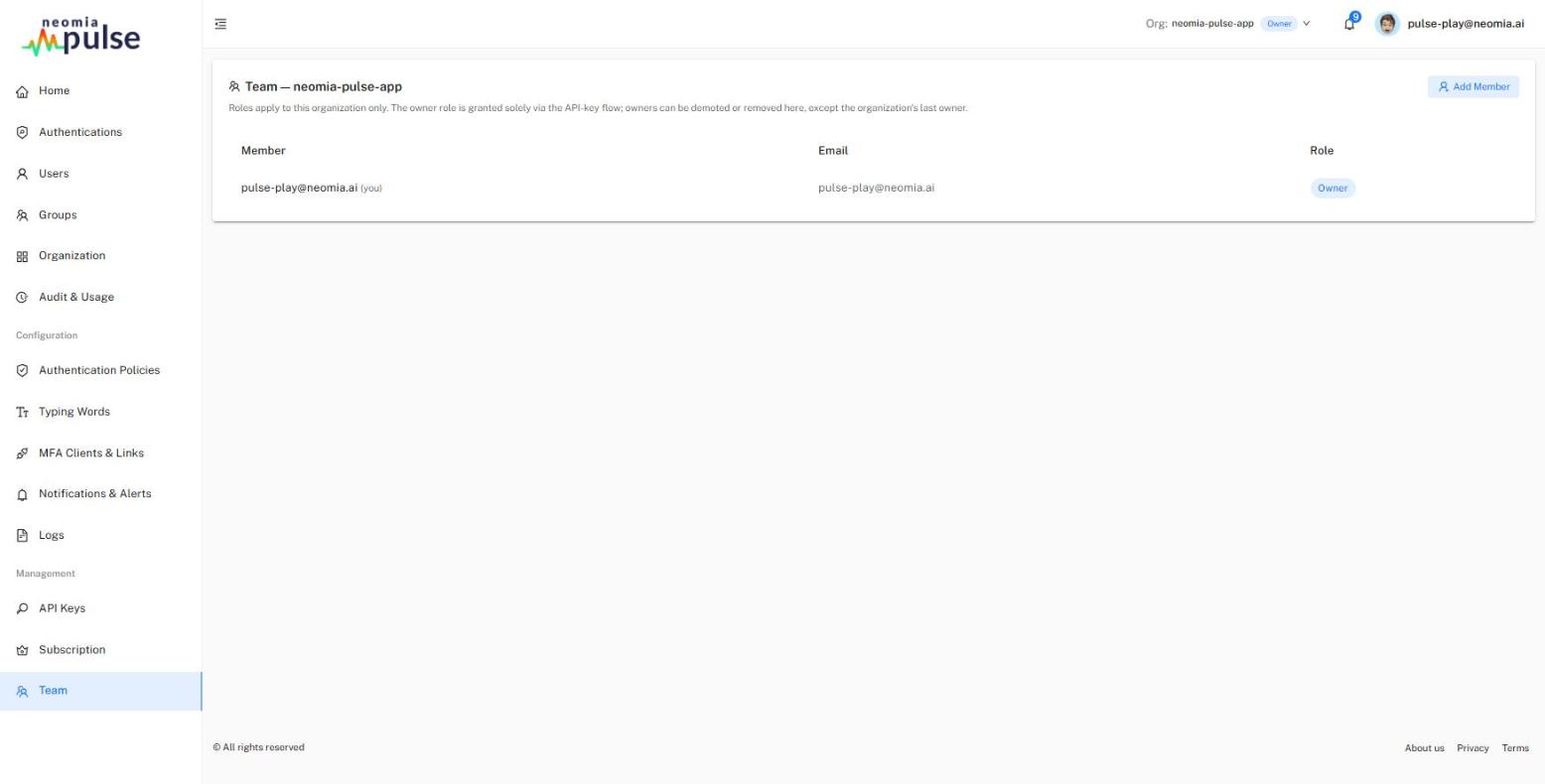 Team page